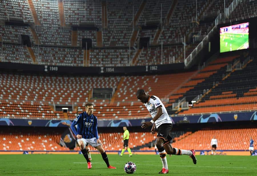 Imagen del Valencia-Atalanta del martes en Mestalla