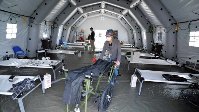 Hospital de campaña habilitado en Central Park, el pulmón verde de Nueva York.