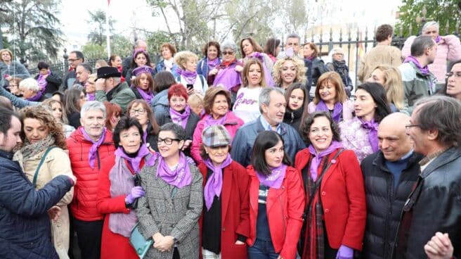 Varios ministros, en la última manifestación del 8-M en Madrid.