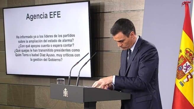 Pedro Sánchez, durante una comparecencia.