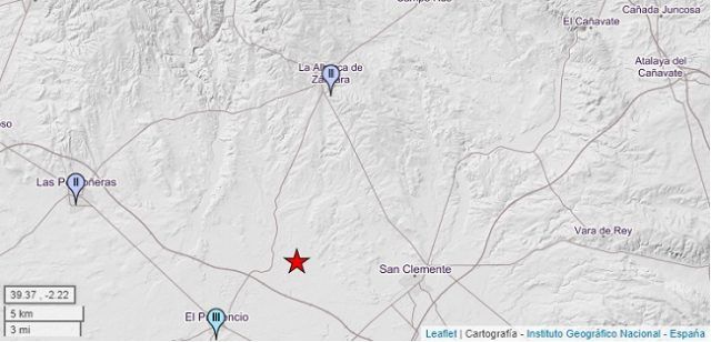 Registrado un terremoto de magnitud 3,1 en El Provencio (Cuenca)