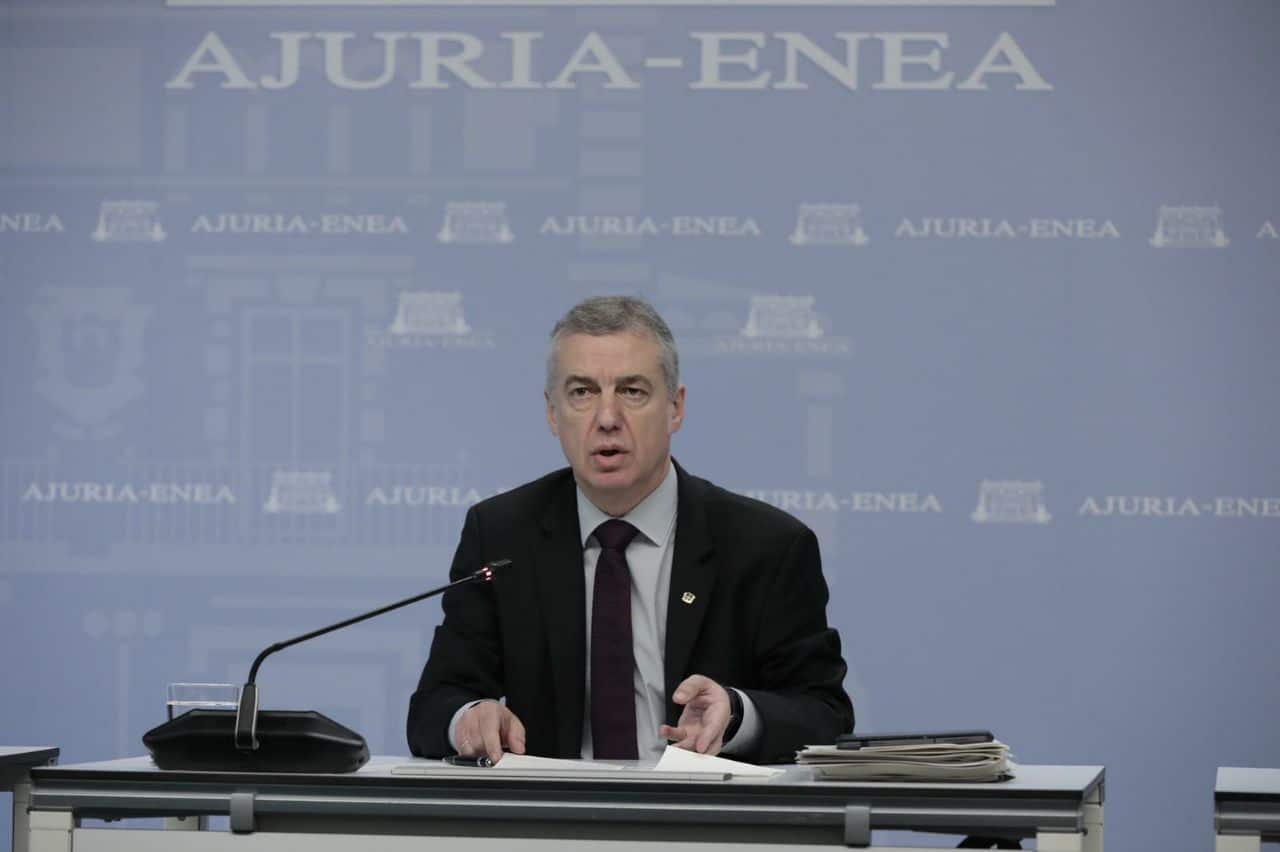 El lehendakari, Iñigo Urkullu, durante una comparecencia en Lehendakaritza.