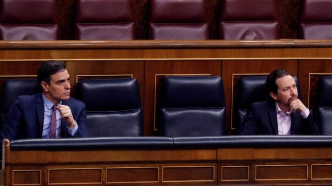 Sánchez e Iglesias, en la sesión de control.