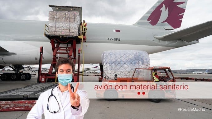 Esta tarde aterriza en Madrid desde China el segundo avión con material sanitario