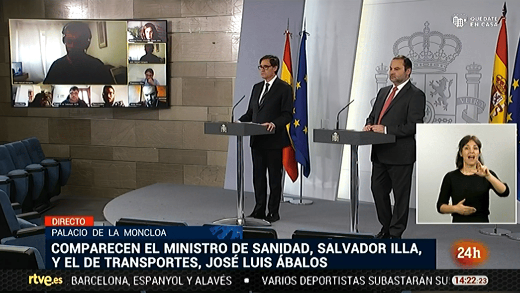 Caos técnico y un insulto a la Policía marcan la primera rueda de prensa por videoconferencia