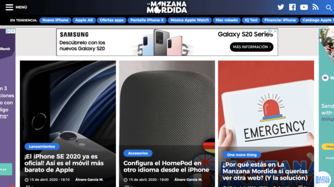 Portada de la web "La Manzana Mordida"