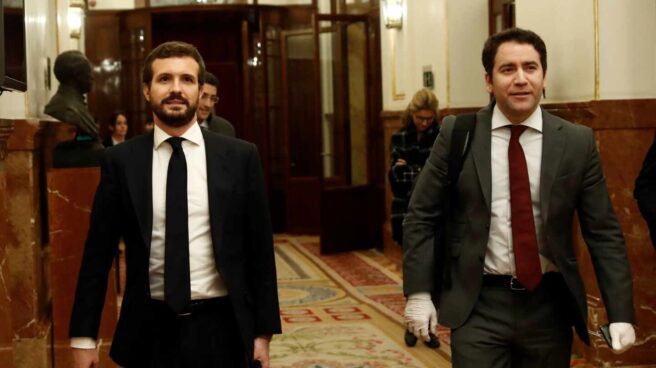 Pablo Casado y Teodoro García Egea, en el Congreso.
