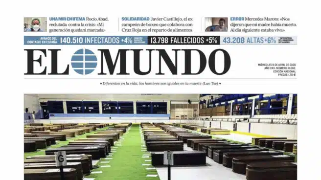 'El Mundo' publica la foto de los féretros en la morgue del Palacio de Hielo de Madrid
