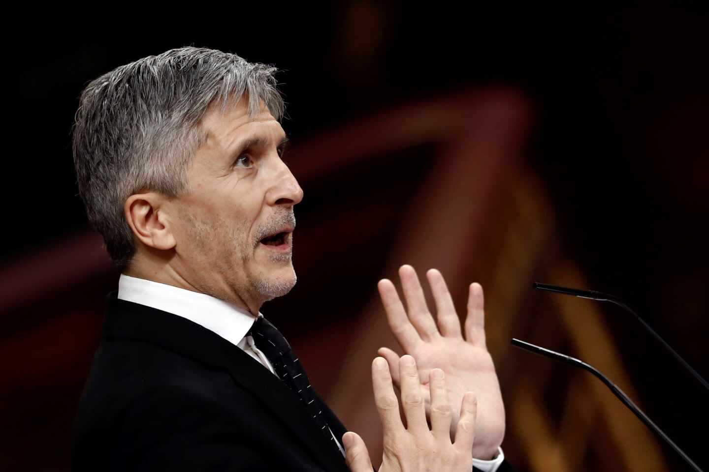 El ministro del Interior, Fernando Grande-Marlaska, durante su comparecencia en el Congreso este miércoles.