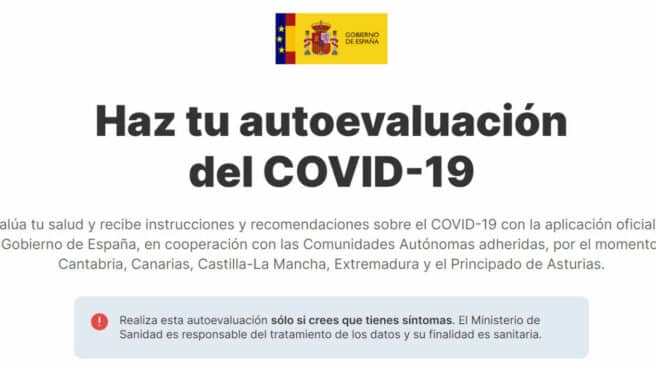 app autodiagnostico Imagen de la app del Gobierno AsistenciaCovid19.