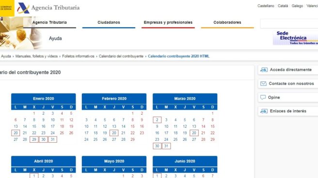 autónomos calendario fiscal coronavirus