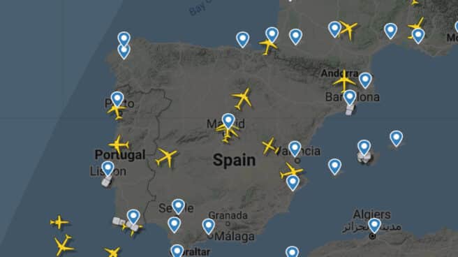 Visualización del tráfico en el espacio aéreo español.