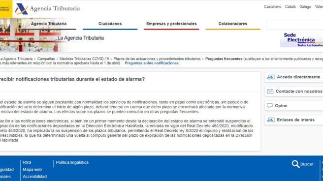 hacienda notificaciones autónomos coronavirus