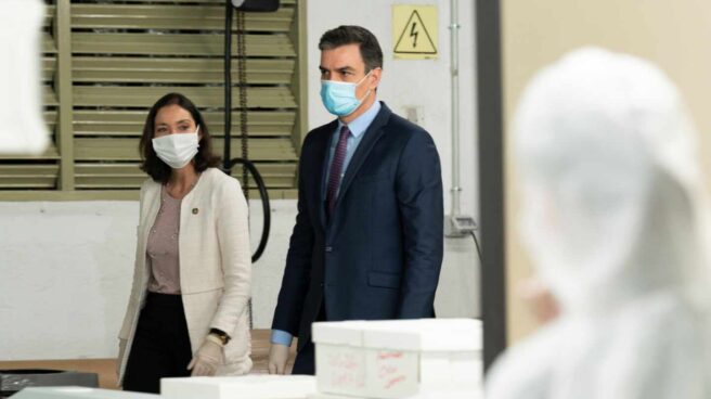 La ministra de Industria, Reyes Maroto, y el presidente del Gobierno, Pedro Sánchez.