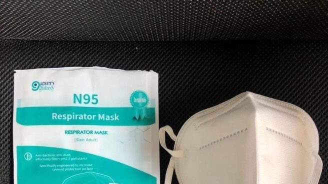 Mascarilla defectuosa repartida por Sanidad. Mascarilla defectuosa repartida por el Ministerio de Sanidad, del fabricante chino GarryGalaxy Biothecnology Co. Ltd.