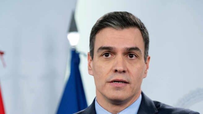 Pedro Sánchez, durante una comparecencia en Moncloa.