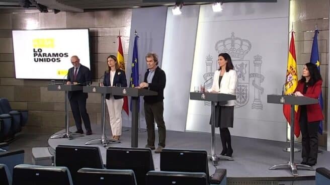 Rueda de prensa en el Palacio de la Moncloa.