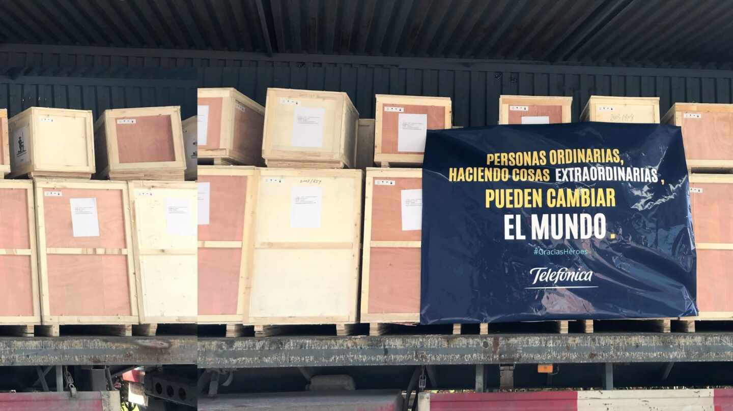 Equipamiento sanitario comprado por Telefónica contra el coronavirus.