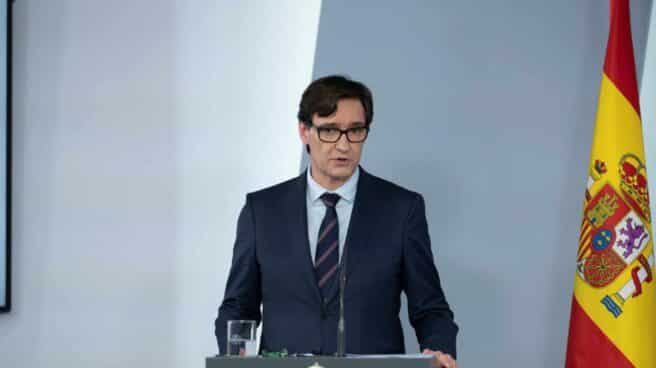 El ministro de Sanidad, Salvador Illa, durante la rueda de prensa posterior a la reunión del Consejo de Ministros, este martes en Moncloa.