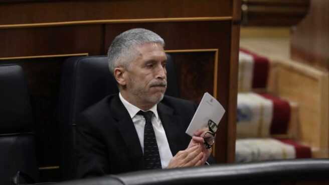 El ministro del Interior, Fernando Grande-Marlaska, en su escaño del Congreso este miércoles.