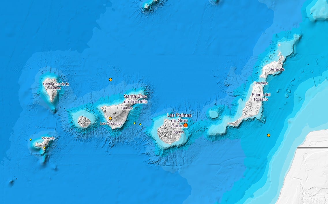 Detectados ocho movimientos sísmicos en Canarias durante la madrugada