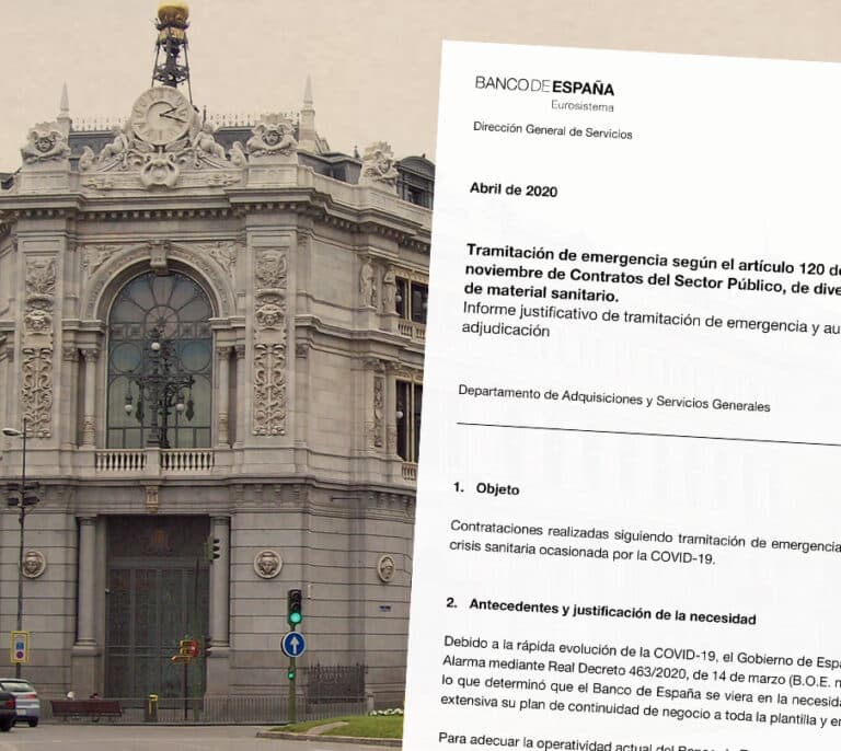 Las compras del Banco de España: gel de medio litro a 17,55 euros y mascarilla a 9,44