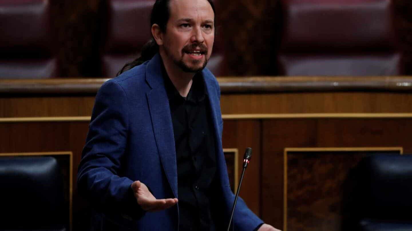 El vicepresidente Pablo Iglesias, en una sesión de control al Gobierno en el Congreso de los Diputados.