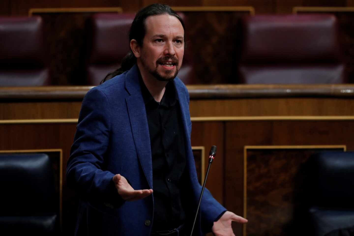 El vicepresidente Pablo Iglesias, en una sesión de control al Gobierno en el Congreso de los Diputados.