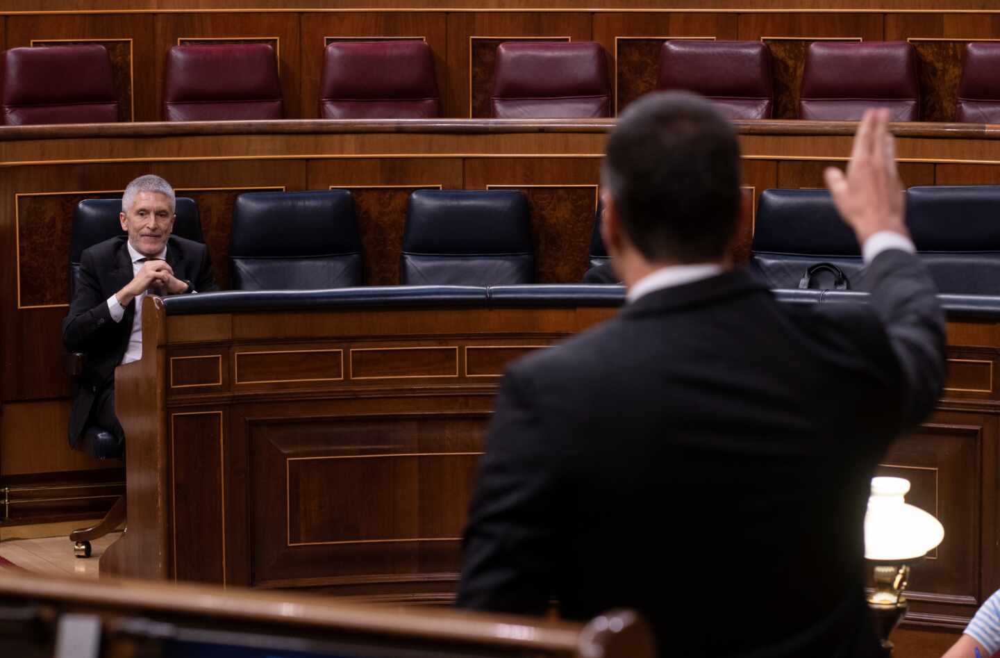 El ministro del Interior, Fernando Grande-Marlaska, este miércoles durante la sesión de control al Gobierno en el Congreso.