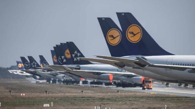 Aviones de la aerolínea alemana Lufthansa.