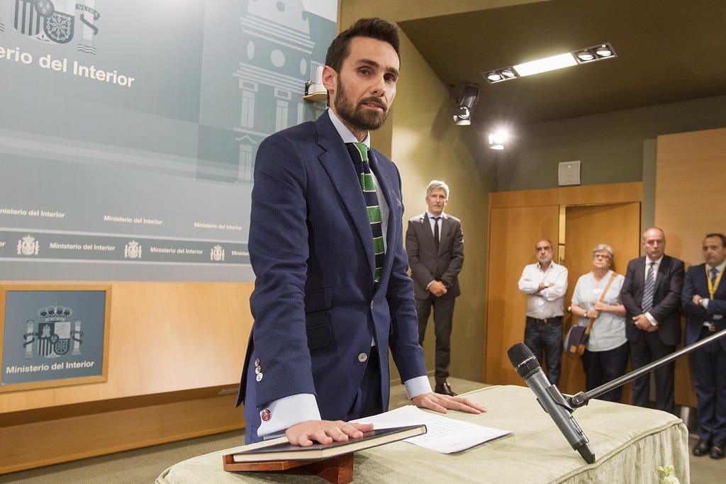 Rafael Pérez, jurando su cargo cuando fue nombrado director de gabinete del ministro del Interior.