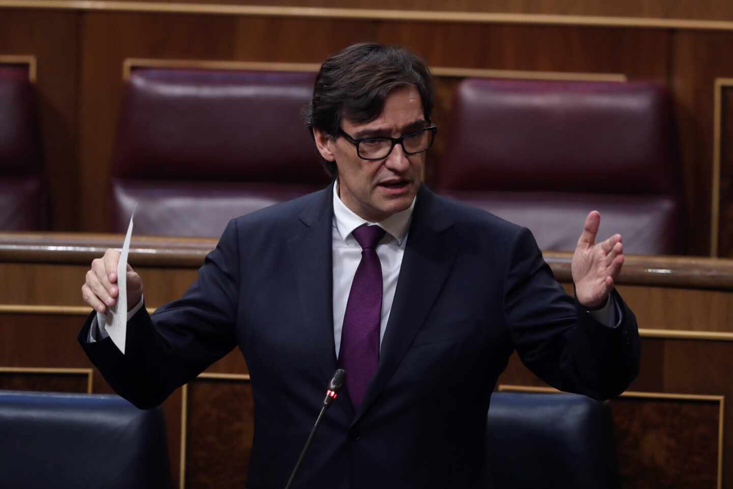 El ministro de Sanidad, Salvador Illa, en una intervención esta semana en el Congreso de los Diputados.