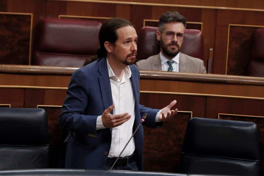 El líder de Podemos, Pablo Iglesias, en el Congreso.