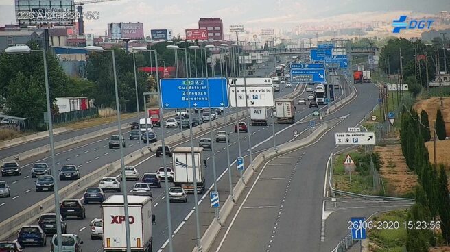 Carretera A-2 en Madrid, este viernes.