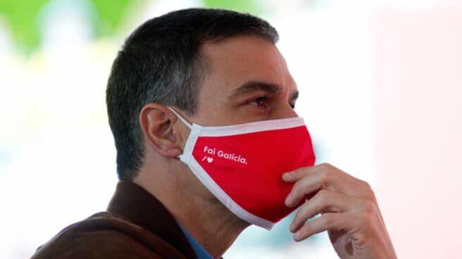 El presidente del Gobierno y líder del PSOE, Pedro Sánchez en un mitin de campaña en Galicia ante las elecciones autonómicas.