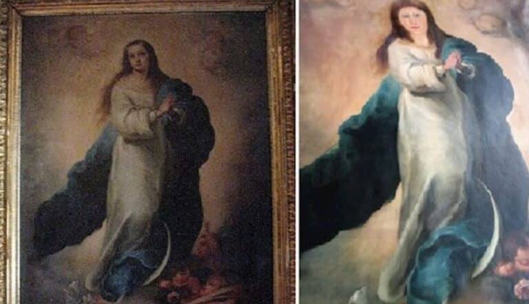 Destrozan en una restauración una Inmaculada de Murillo al estilo 'Ecce Homo'