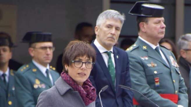 La directora de la Guardia Civil, María Gámez, junto al ministro de Interior, Grande Marlaska, y el ex DAO Laurentino Ceña.