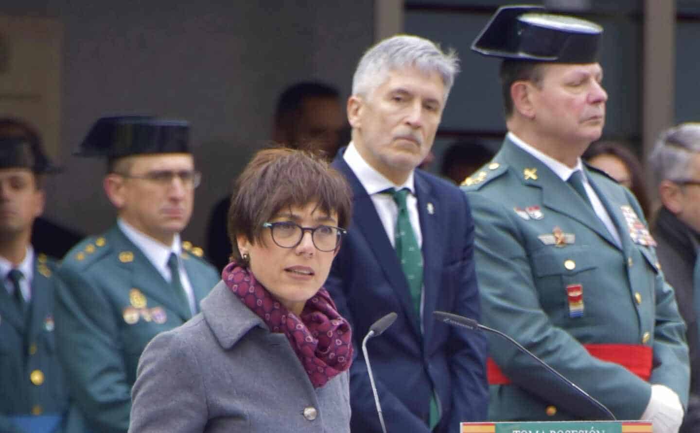 La directora de la Guardia Civil, María Gámez, junto al ministro de Interior, Grande Marlaska, y el ex DAO Laurentino Ceña.