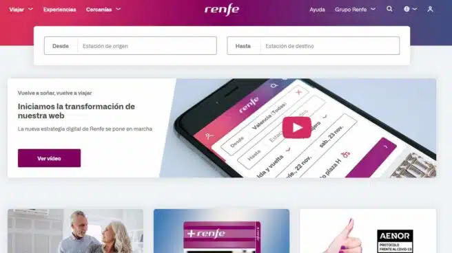 Renfe estrena su nueva web, pero no mejorará su sistema de venta 'online' hasta otoño