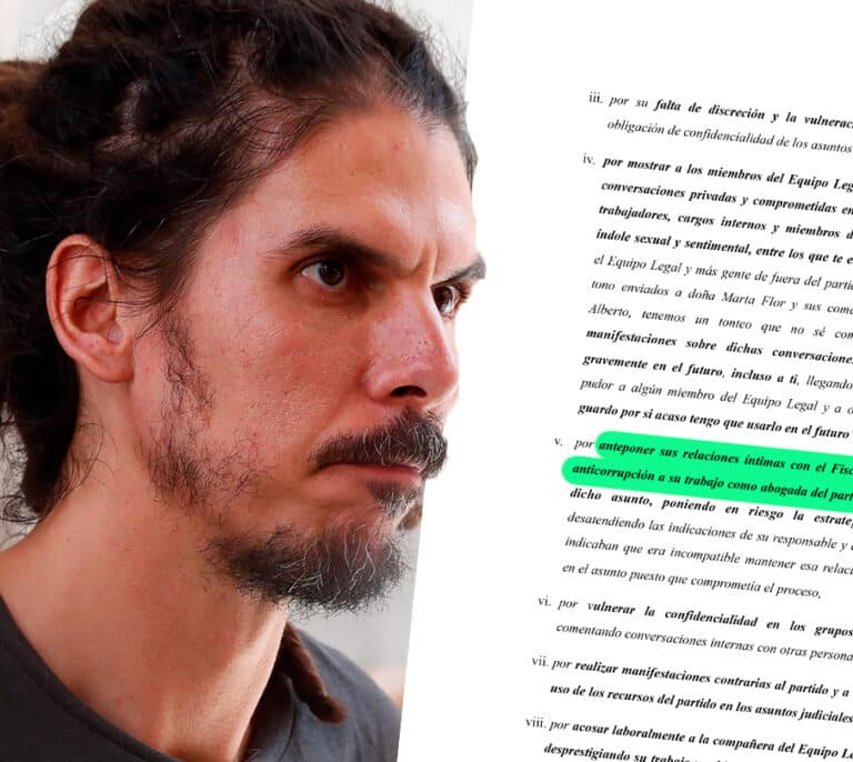El documento con el que Podemos fue avisado de la "relación" de su abogada con el fiscal del 'caso Villarejo'