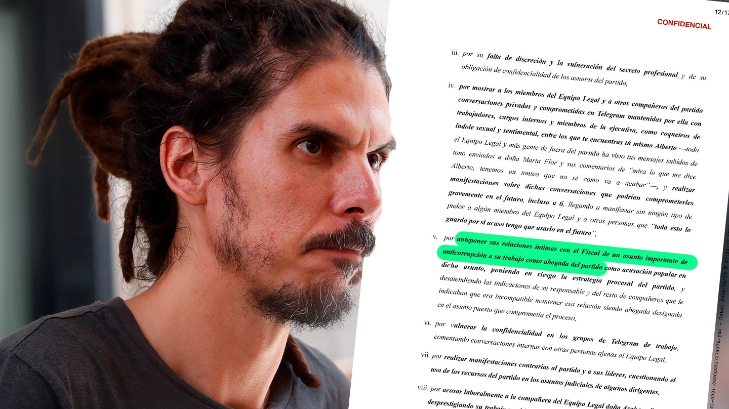 El documento con el que Podemos fue avisado de la "relación" de su abogada con el fiscal del 'caso Villarejo'