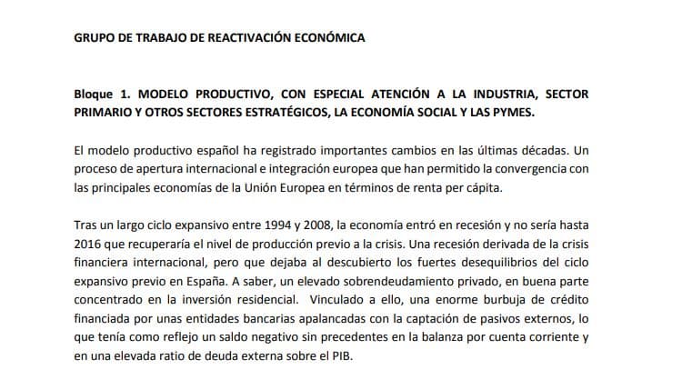 DOCUMENTO | Consulta el texto completo del acuerdo entre PSOE y Podemos para la 'reconstrucción'