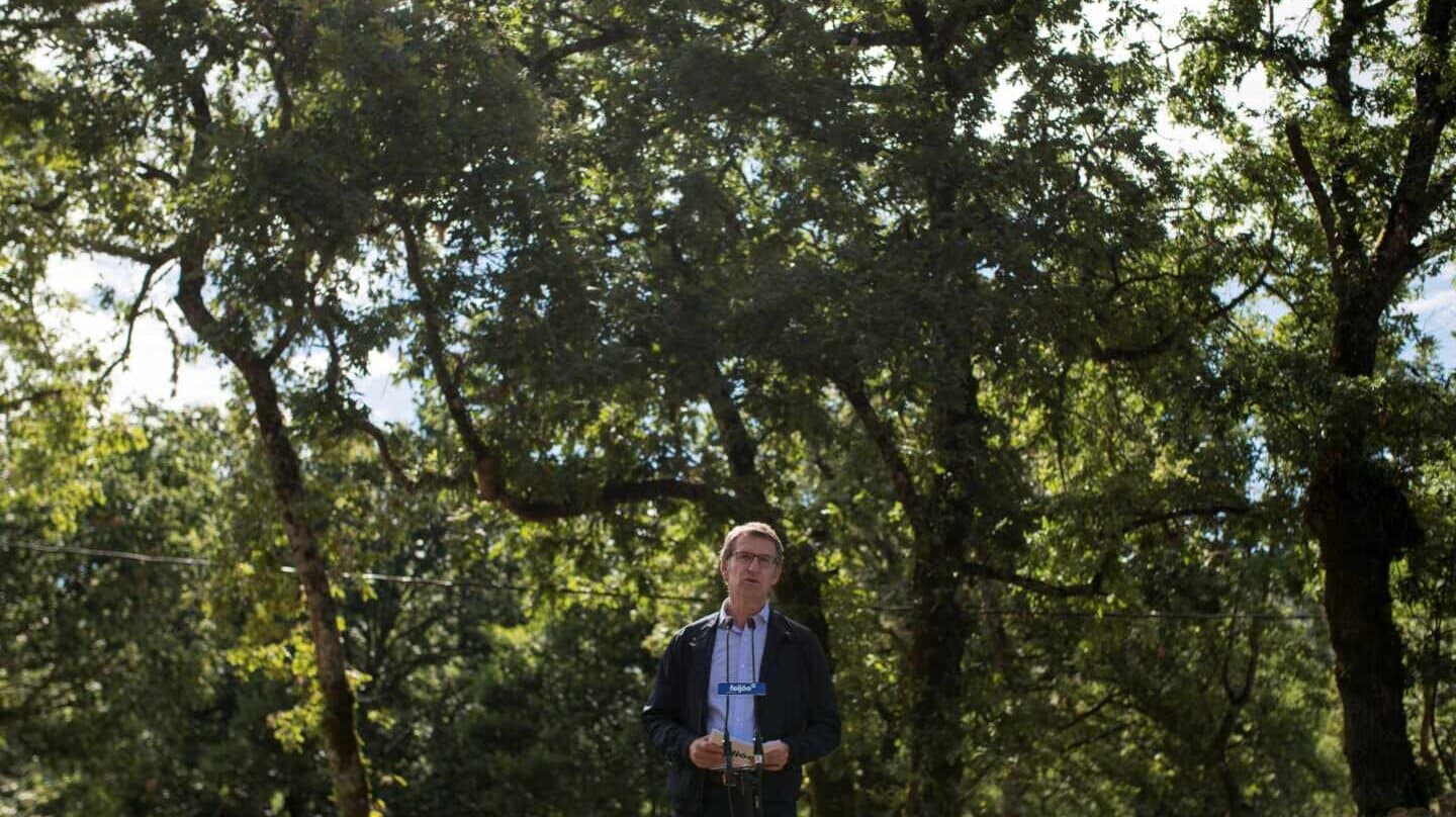 Alberto Núñez Feijóo, durante un mitin en Cenlle (Ourense) este martes.