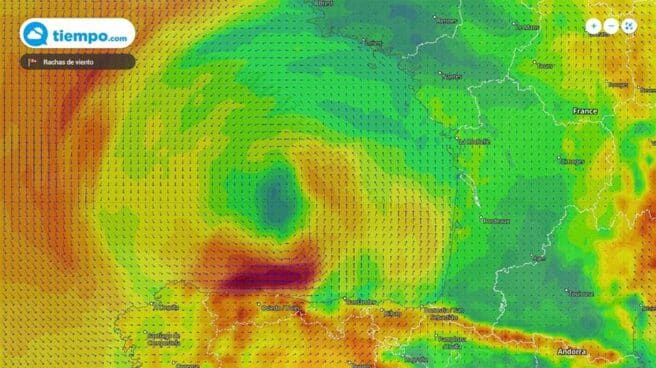 La borrasca creará sobre el Cantábrico una espiral de nubes y viento.