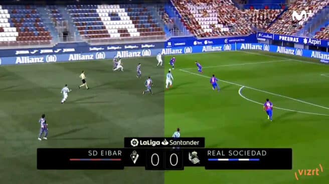 Recreación de Movistar+ para llenar las gradas de público virtual Recreación de Movistar+ para llenar las gradas de público virtual
