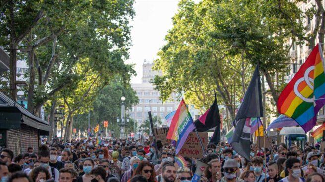 Manifestantes en Barcelona, este sábado, durante la marcha del Orgullo.