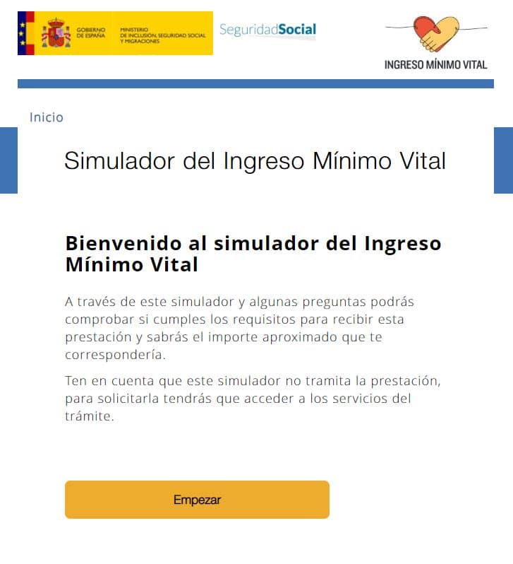 Accede desde la web de la Seguridad Social al simulador del ingreso mínimo vital 2022