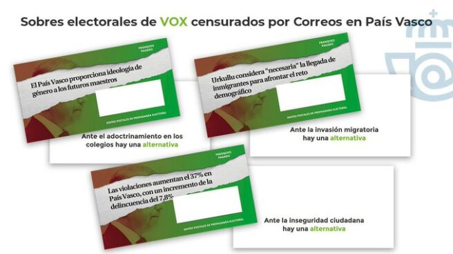 Sobres electorales de Vox para las elecciones del 12-J en el País Vasco.