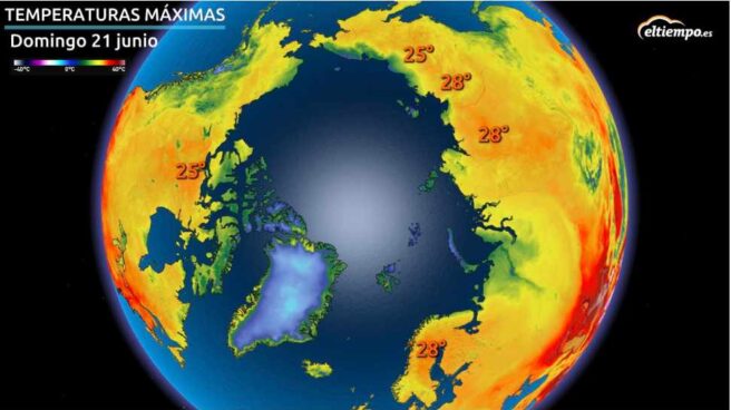 Mapa temperaturas máximas domingo 21 junio