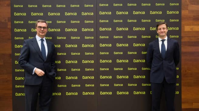 José Sevilla, consejero delegado de Bankia, y Leopoldo Alvear, director financiero de la entidad.